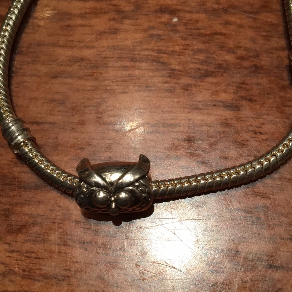Sterling silver Retired Pandora Owl Barrel Charm